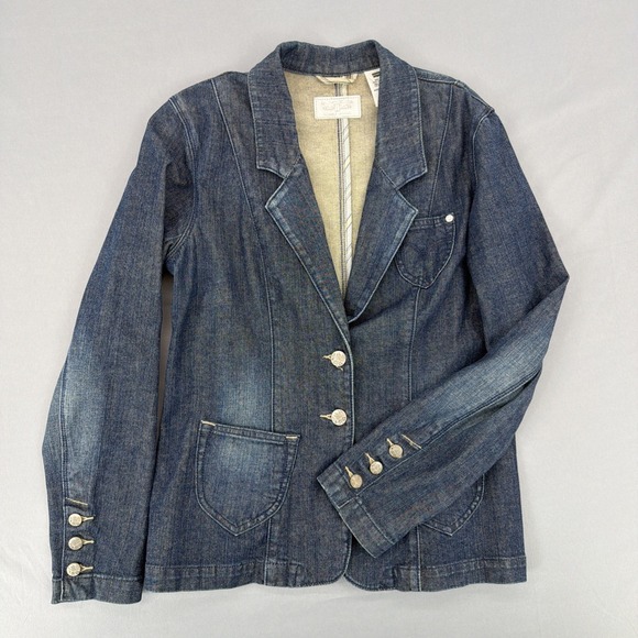 Levi's Jackets & Blazers - Levis Strauss Jacket Womens Large Blue Denim 2 Button Waist Stretch Button Up